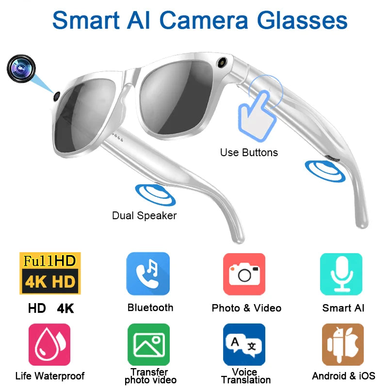Gafas con camara 8k HD y 800w pixeles