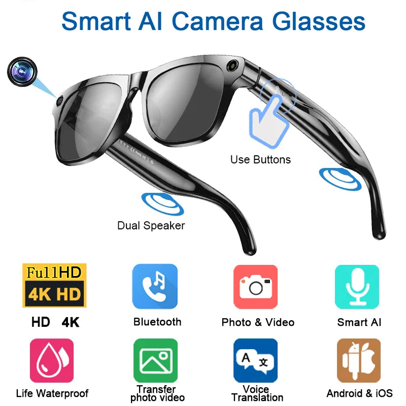 Gafas con camara 8k HD y 800w pixeles