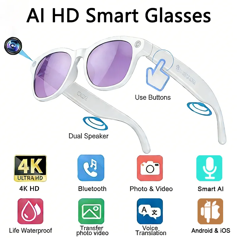 Gafas con camara 8k HD y 800w pixeles